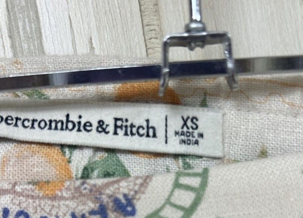 Abercrombie & Fitch (XS ) Italy Print Linen Blend Maxi Skirt Fruit Lined Cottage - Picture 3 of 6